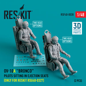 RESKIT RSF48-0038 Pilotes d&amp;#39;OV-10A Bronco assis dans des sièges éjectables (uniquement pour RESKIT RSU48-0327) (2 pièces) (Impression 3D) 1/48