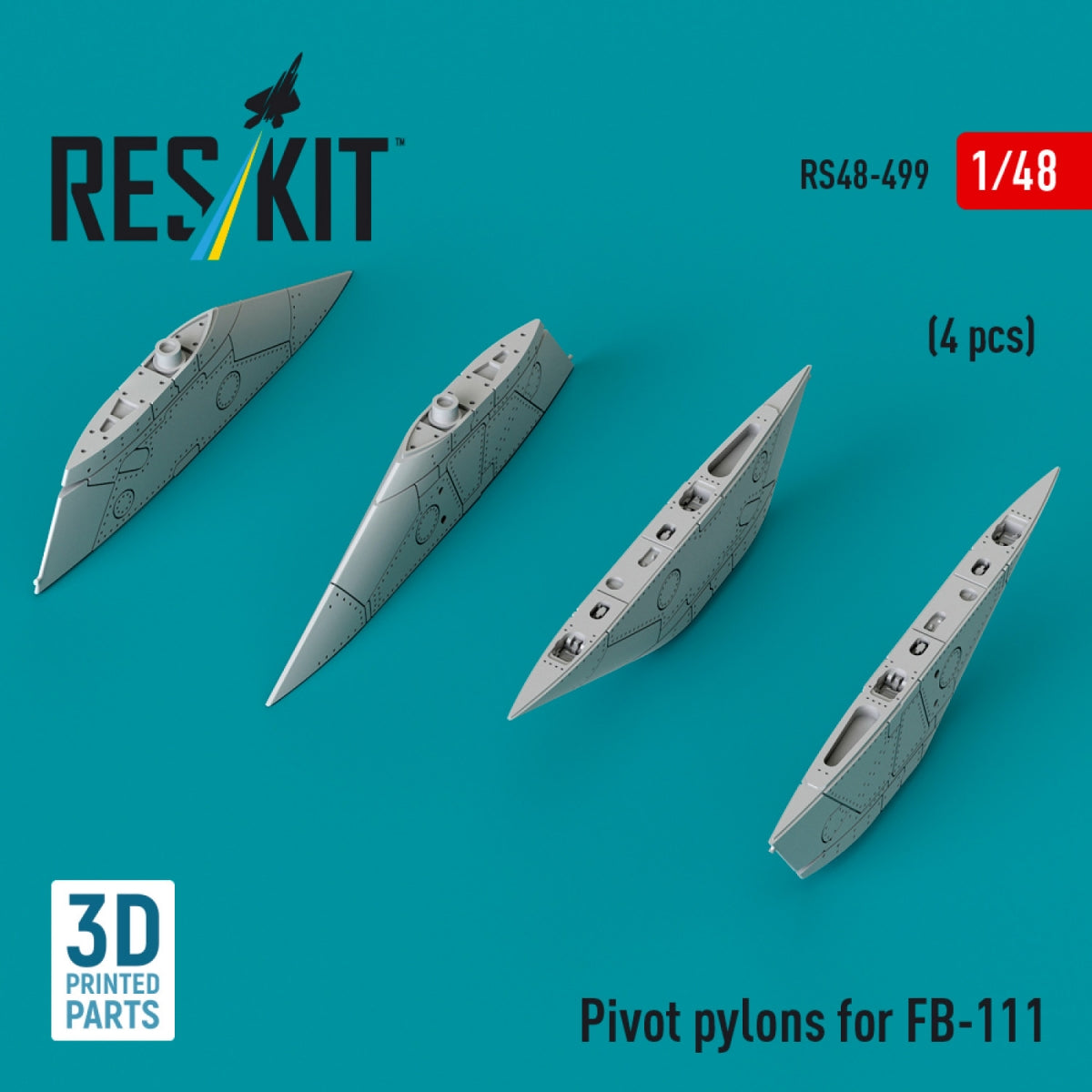 RESKIT RS48-0499 Pylônes de pivot pour FB-111 (4 pièces) (Impression 3D) 1/48