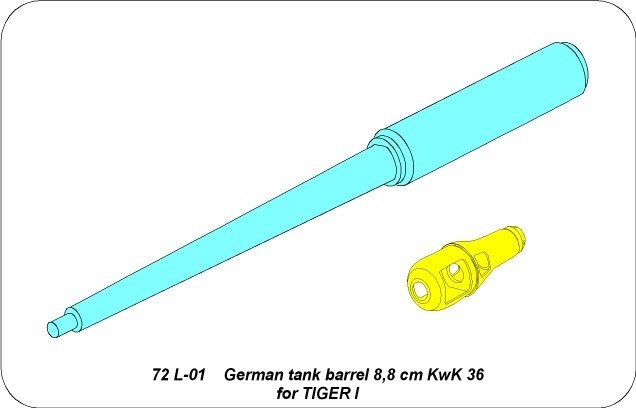 Canon de char allemand Aber 72L-01 8,8 cm KwK 36 pour Tiger I 1/72 – image 5
