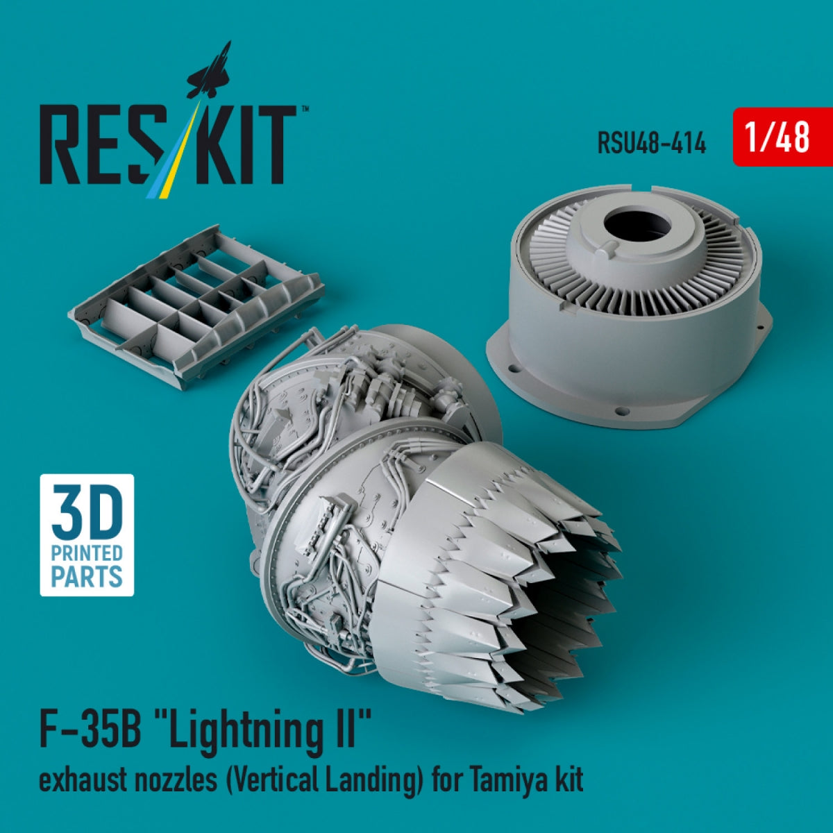 RESKIT RSU48-0414 Tuyères d'échappement F-35B « Lightning II » (atterrissage vertical) pour maquette Tamiya (impression 3D) 1/48 