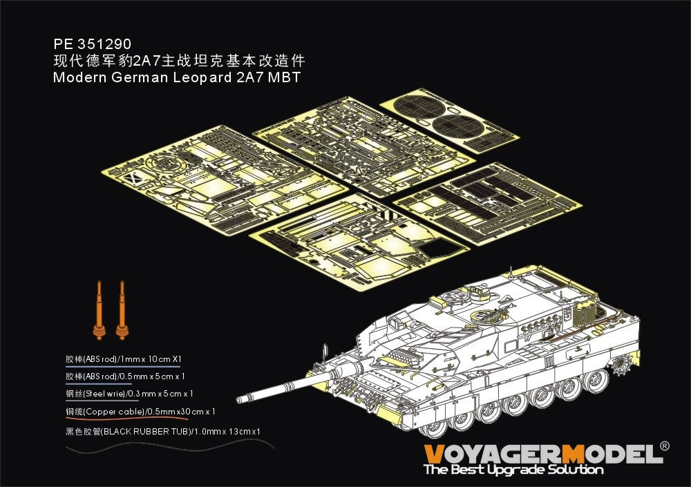 Maquette Voyager PE351290 Char de combat principal allemand moderne Leopard 2A7 pour RFM 5108, échelle 1/35