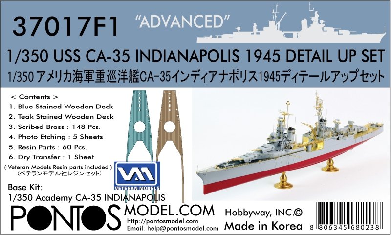 Pontos 37017F1 USS CA-35 Indianapolis 1945 Kit de détails avancé (1/350)