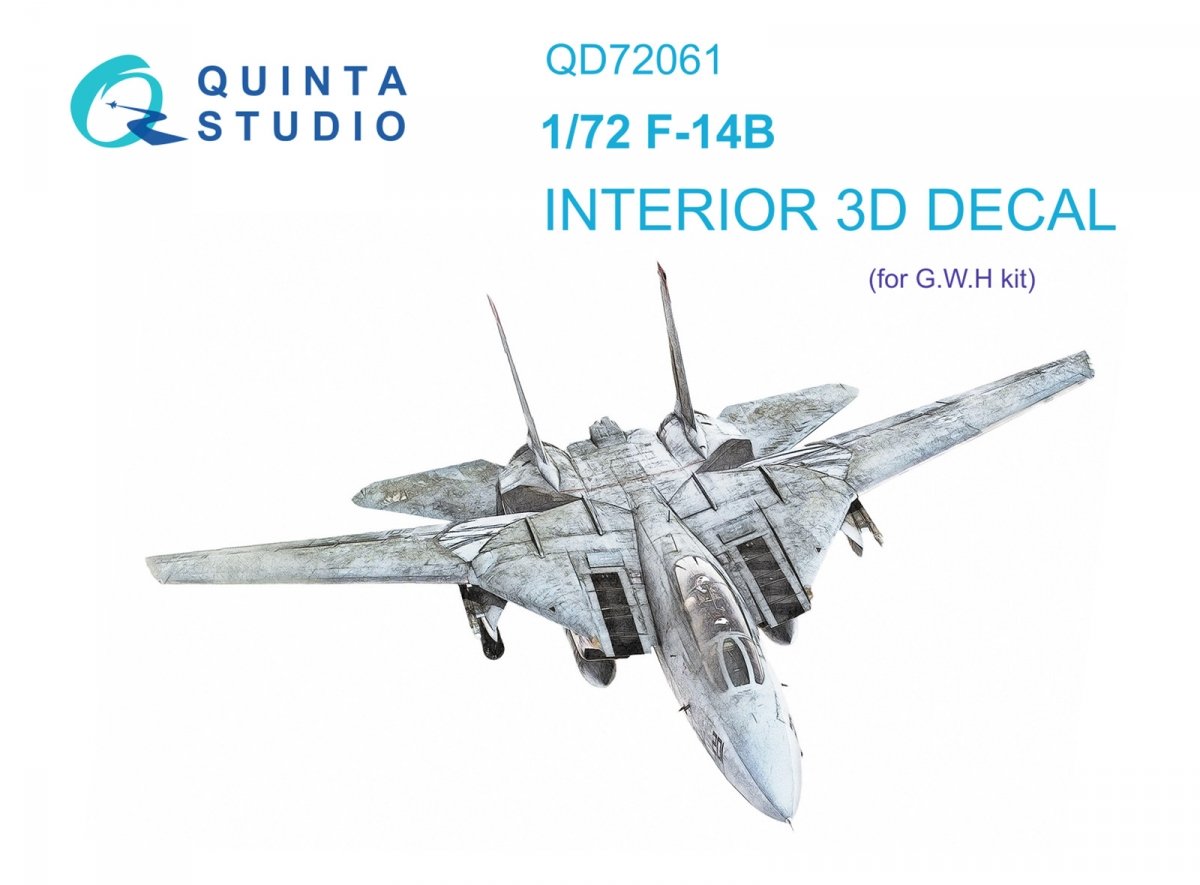 Intérieur imprimé en 3D et coloré sur papier décalcomanie Quinta Studio QD72061 F-14B (GWH) 1/72