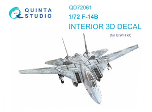 Intérieur imprimé en 3D et coloré sur papier décalcomanie Quinta Studio QD72061 F-14B (GWH) 1/72