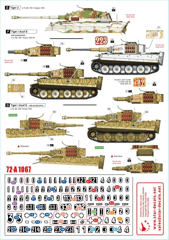 Star Decals 72-A1067 Tigres du sPzAbt 508. Échelle 1/72 – Bild 2