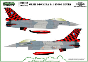 Décalcomanies ModelMaker D48162 F-16 grec 341 Mira 45000 heures 1/48