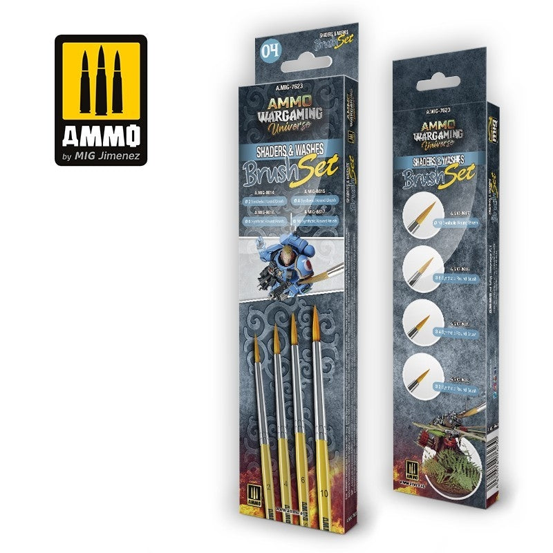 AMMO de Mig Jimenez 7623 Ammo Wargaming Universe - Ensemble de pinceaux Shaders et Lavis