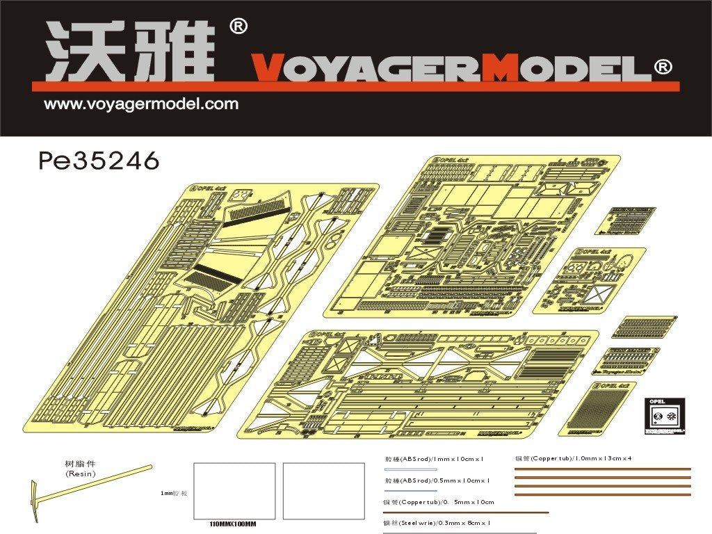 Maquette Voyager PE35246 Camion cargo allemand Opel Blitz 3t 4x2 / Benne peu profonde (pour TAMIYA 35291) 1/35