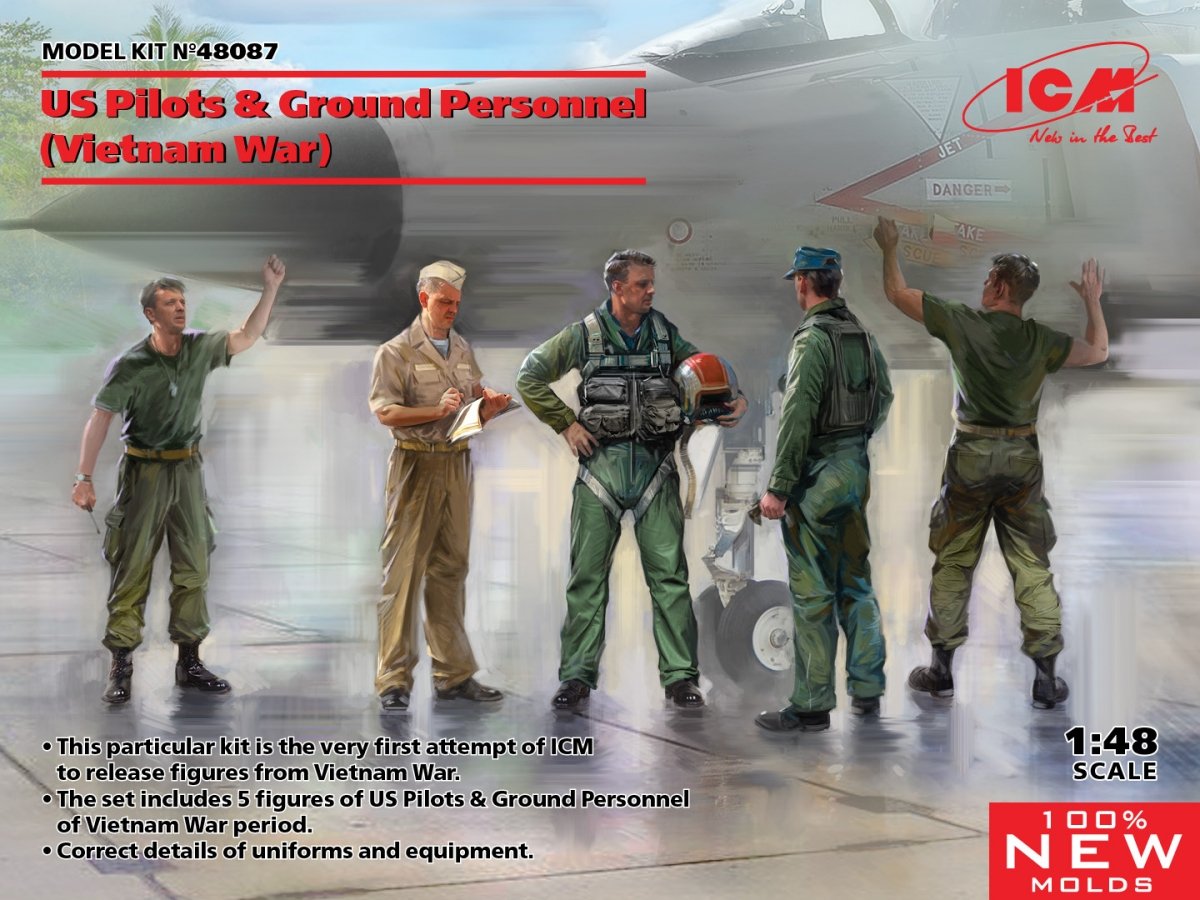 ICM 48087 Pilotes et personnel au sol américains (guerre du Vietnam) 1/48