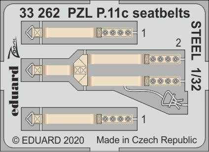 Ceintures de sécurité Eduard 33262 PZL P.11c en acier, échelle 1/32 IBG