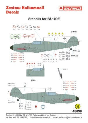 Techmod 48098 - Pochoirs pour Messerschmitt Bf 109E (1/48) – Bild 2
