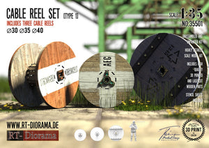 RT-Diorama 35501 Cable Reel Set (3pcs. small) Type1 1/35