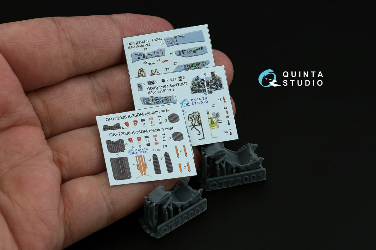 Intérieur imprimé en 3D et coloré sur papier décalcomanie (Modelsvit) pour le Su-17UM3 de Quinta Studio QD+72167 (avec pièce en résine imprimée en 3D) à l&amp;#39;échelle 1/72 – image 13