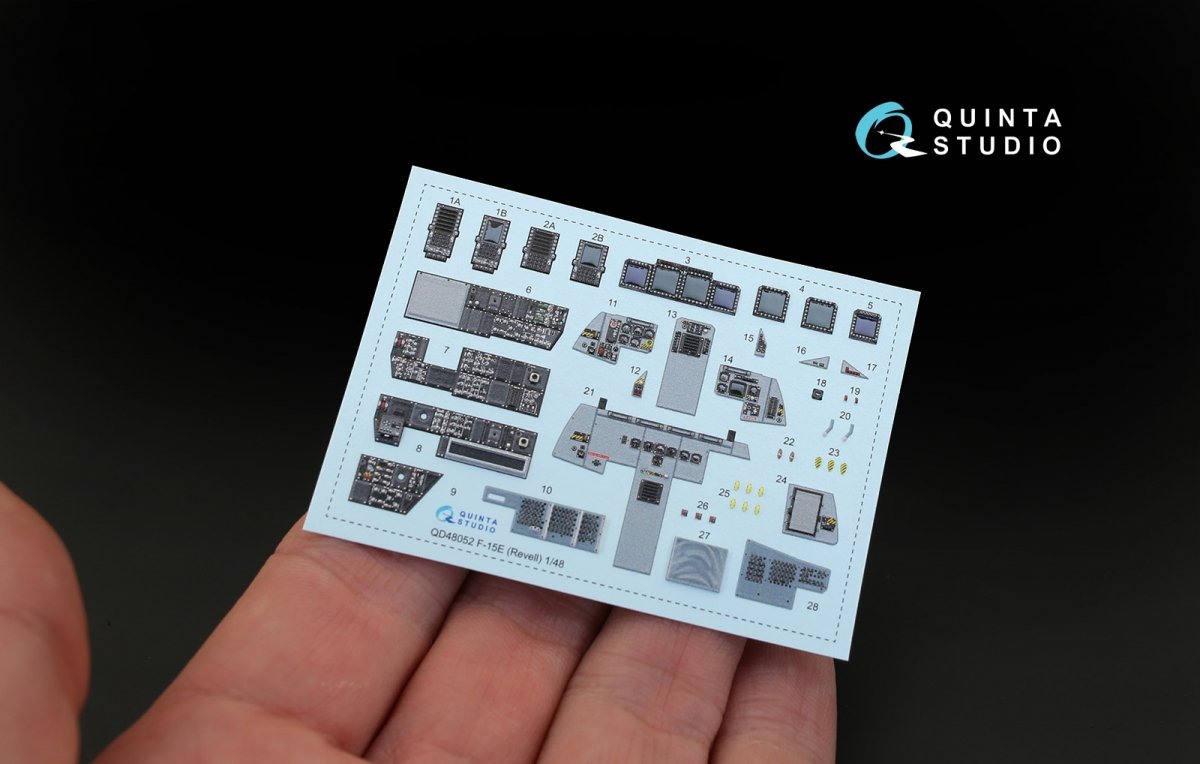 Intérieur imprimé en 3D et coloré sur papier décalcomanie Quinta Studio QD48052 F-15E (pour maquette Revell) 1/48  – immagine 6