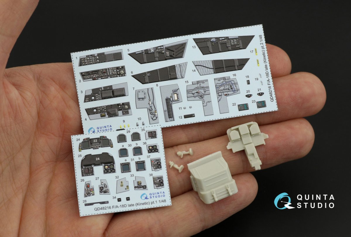 Quinta Studio QD48216 F/A-18D Late Intérieur imprimé en 3D et coloré sur papier décalcomanie avec pièces en résine (Kinetic) 1/48 – Bild 2