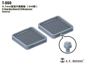Rivet hexagonal ET modèle T-060 0,7 mm (240 pièces) (rivets)