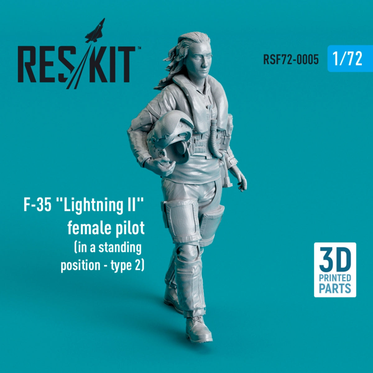 RESKIT RSF72-0005 F-35 LIGHTNING II PILOTE FÉMININE (EN POSITION DEBOUT - TYPE 2) (IMPRIMÉE EN 3D) 1/72