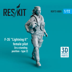 RESKIT RSF72-0005 F-35 LIGHTNING II PILOTE FÉMININE (EN POSITION DEBOUT - TYPE 2) (IMPRIMÉE EN 3D) 1/72