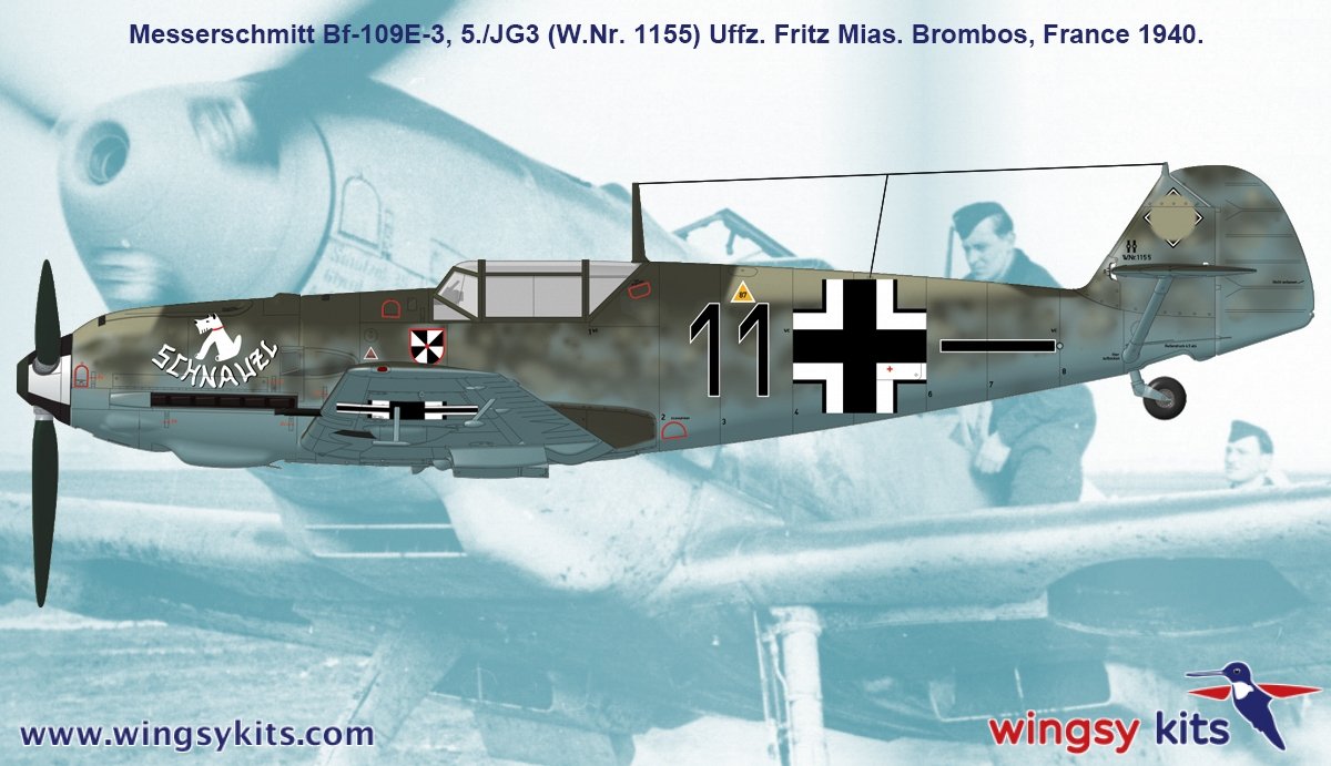 Maquette Wingsy D5-08 Chasseur allemand de la Seconde Guerre mondiale MESSERSCHMITT Bf 109 E-3 1/48 – Bild 14