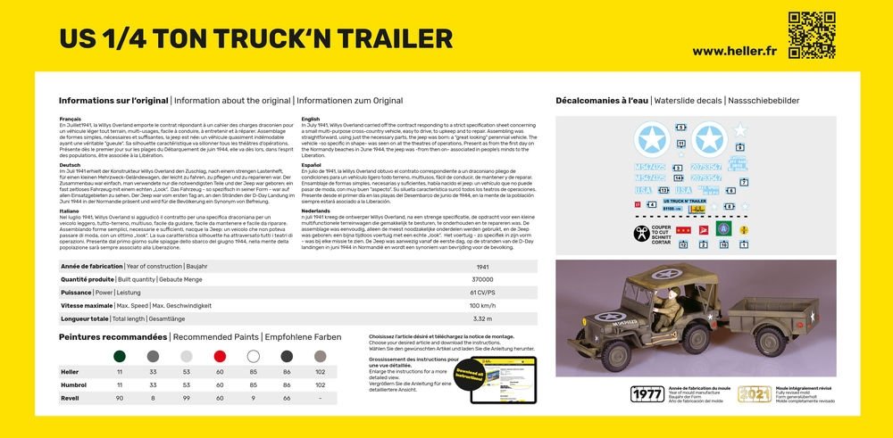 Kit de démarrage Heller 57105 pour camion et remorque US 1/4 tonne 1/35 – image 4