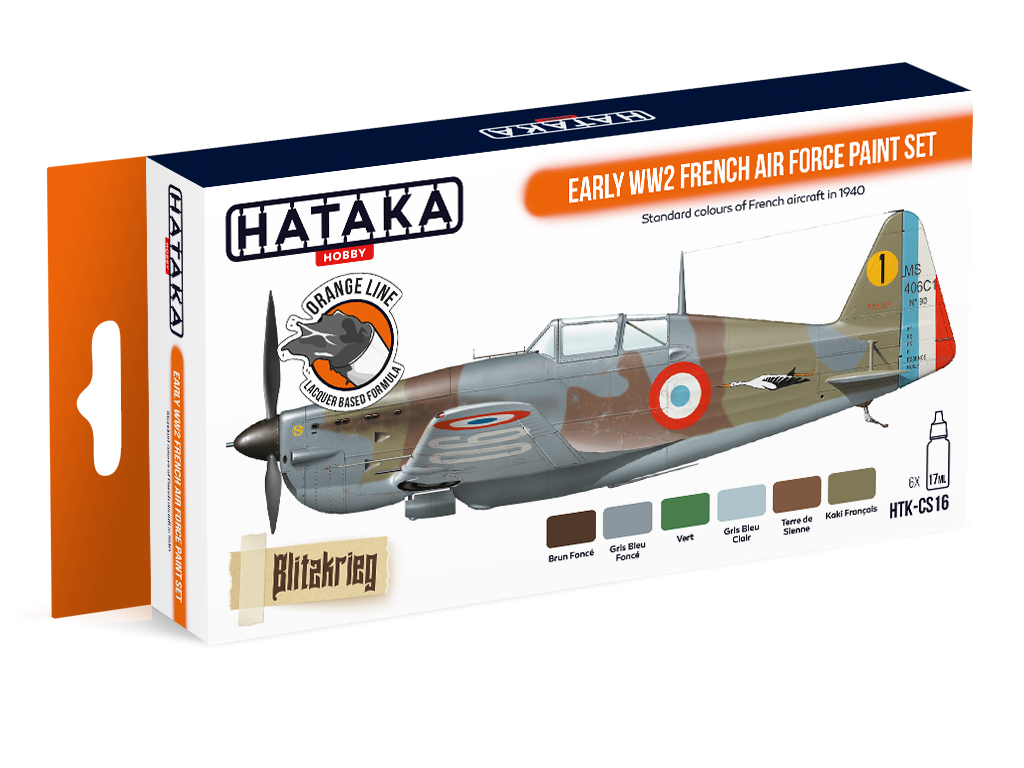Coffret de peinture Hataka HTK-CS16 pour l&amp;#39;armée de l&amp;#39;air française du début de la Seconde Guerre mondiale (6 x 17 ml)