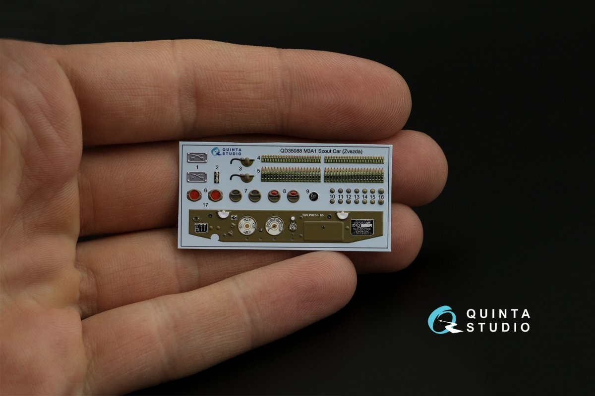 Intérieur imprimé en 3D et coloré sur papier décalcomanie Quinta Studio QD35088 M3A1 Scout (Zvezda) 1/35 – Bild 8