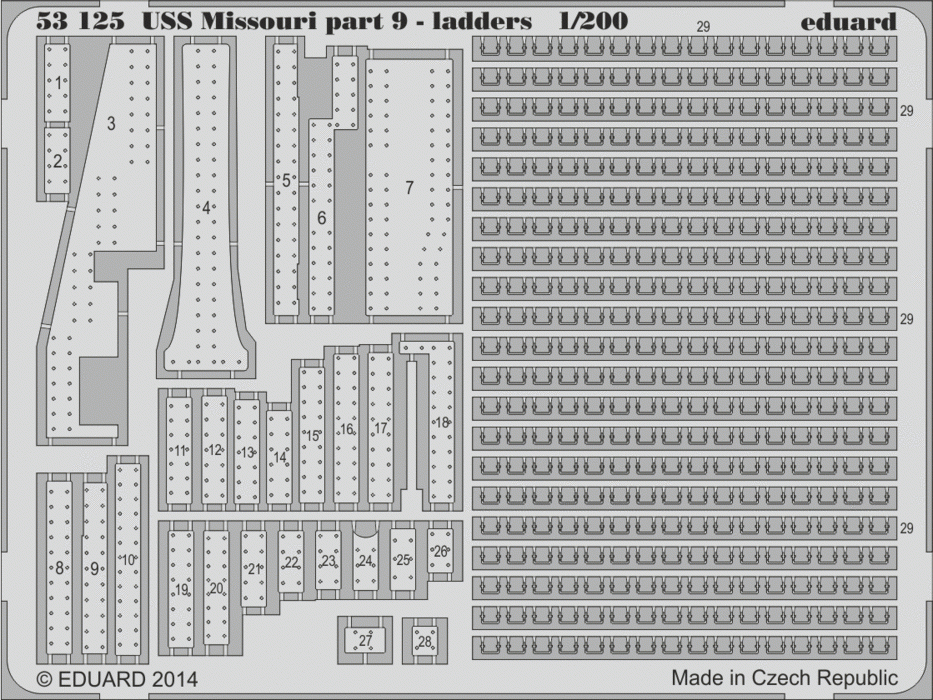 Eduard 53125 USS Missouri partie 9 - échelles TRUMPETER 1/200