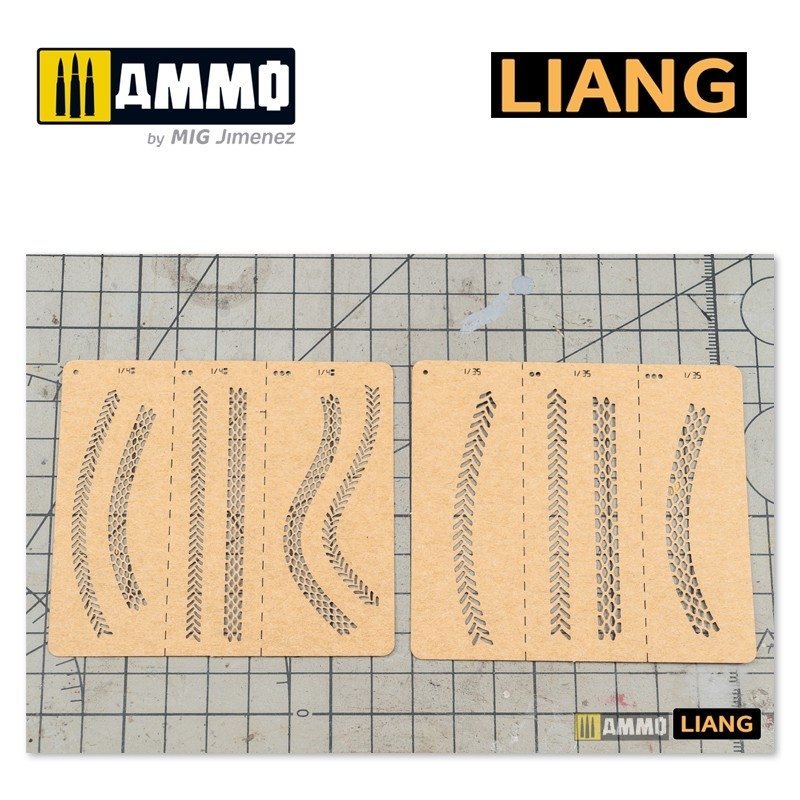 Pochoirs pour aérographe Liang 0011 Effets de traces de pneus B – immagine 5