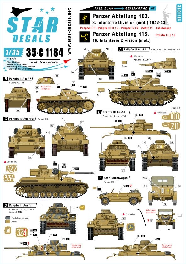 Star Decals 35-C1184 Fall Blau et Stalingrad n° 2 1/35