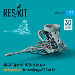 RESKIT RSU72-0257 AH-64 « APACHE » M230 MAILLE TRONÇONNEUSE (EN POSITION DE VOL) ​​POUR MAQUETTE ACADEMY / AFV CLUB (IMPRIMÉE EN 3D) 1/72