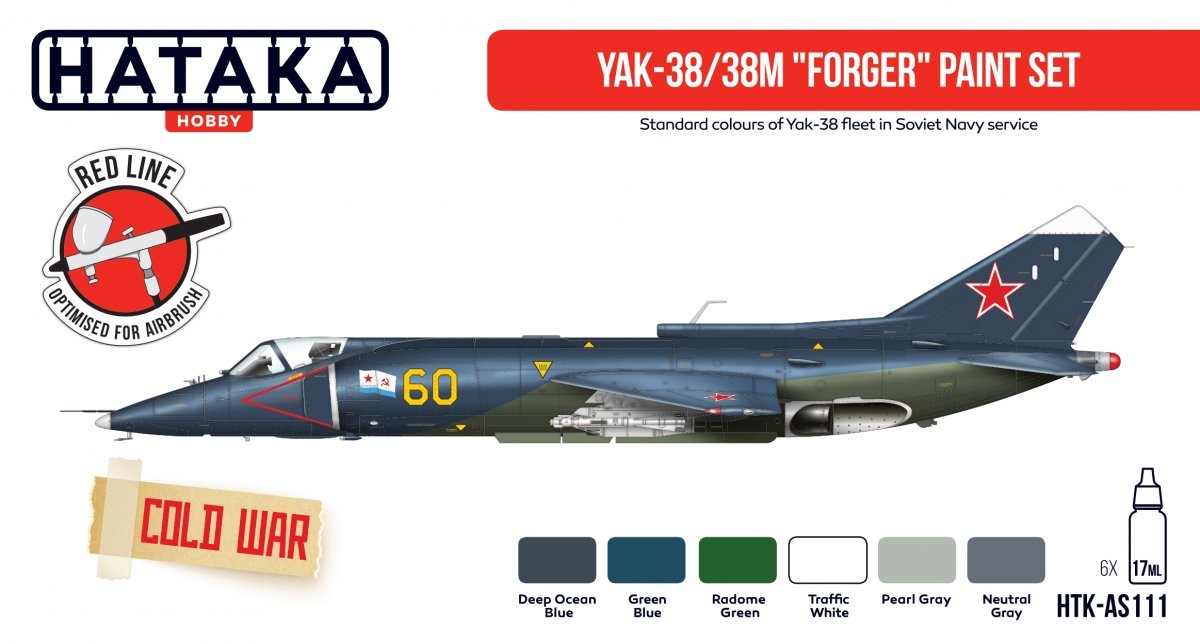 Hataka Hobby HTK-AS111 Yak-38/38M Kit de peinture "Forger" (6x17ml)