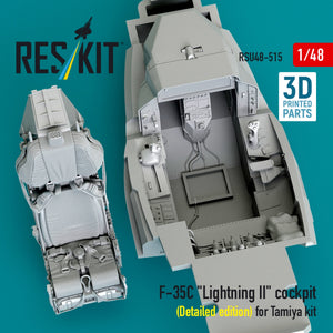 RESKIT RSU48-0515 F-35C "Lightning II" cockpit (Detailed edition) for Tamiya kit (3D Printed) 1/48