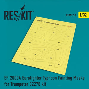 Masques de peinture RESKIT RSM32-0004 EF-2000A Eurofighter Typhoon pour maquette Trumpeter 02278 au 1/32