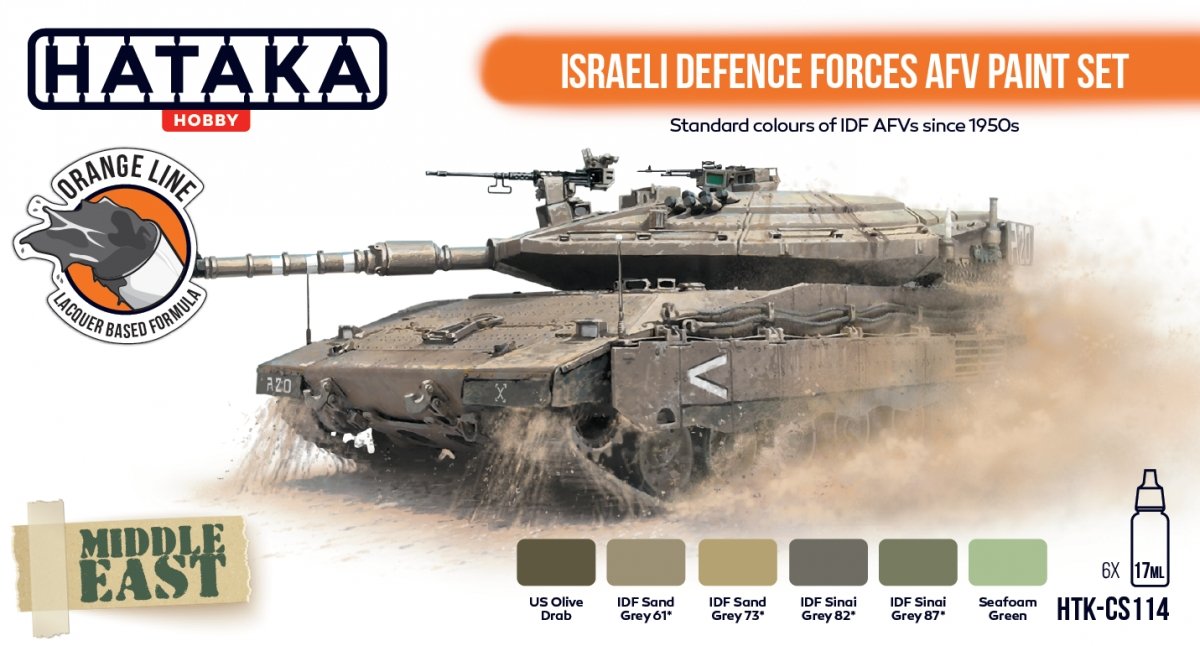 Kit de peinture Hataka HTK-CS114 pour véhicules blindés des forces de défense israéliennes, 6 x 17 ml