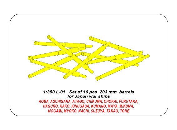 Aber 350L-01 Ensemble de 10 canons de 203 mm pour navires japonais (1/350) – image 5