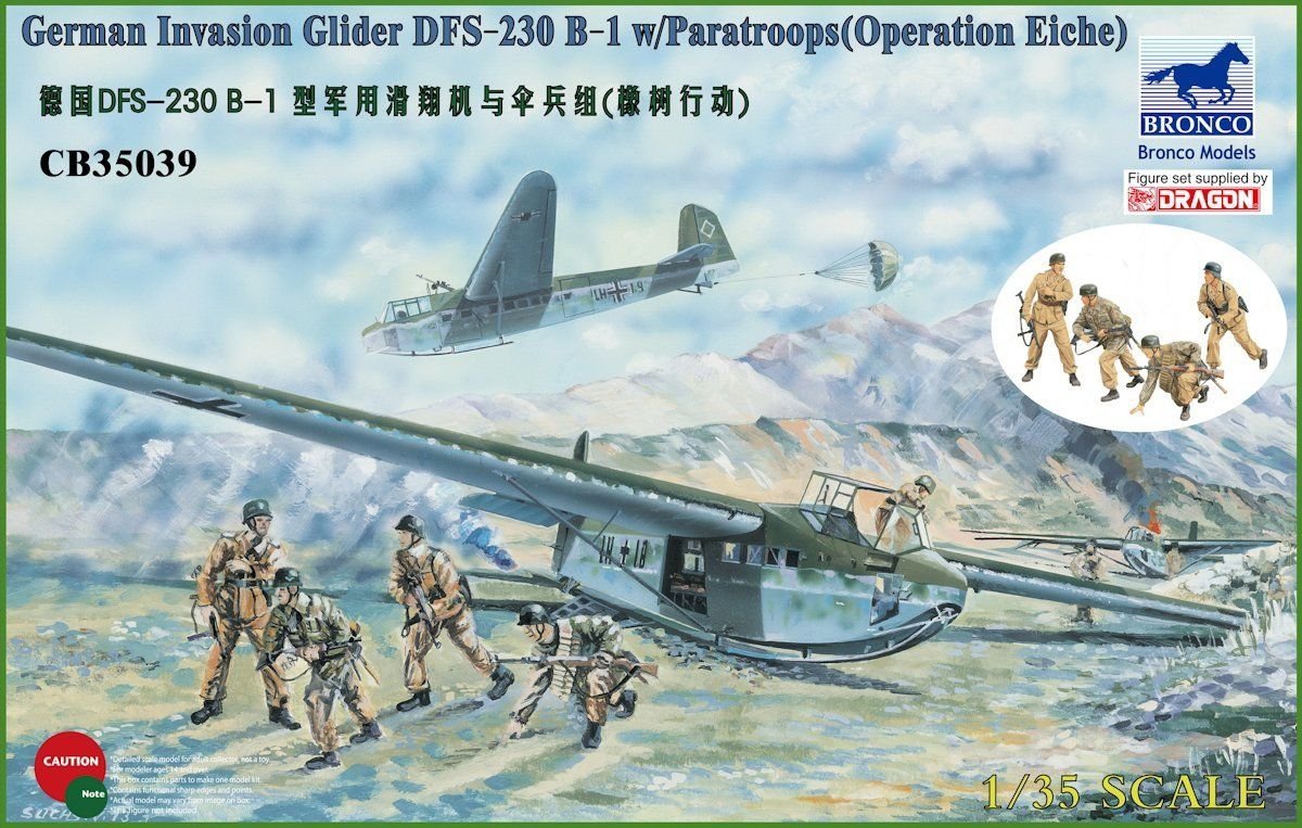 Bronco CB35039 Planeur d'assaut tactique allemand DFS 230 B-1 avec parachutistes (4 figurines) 1/35