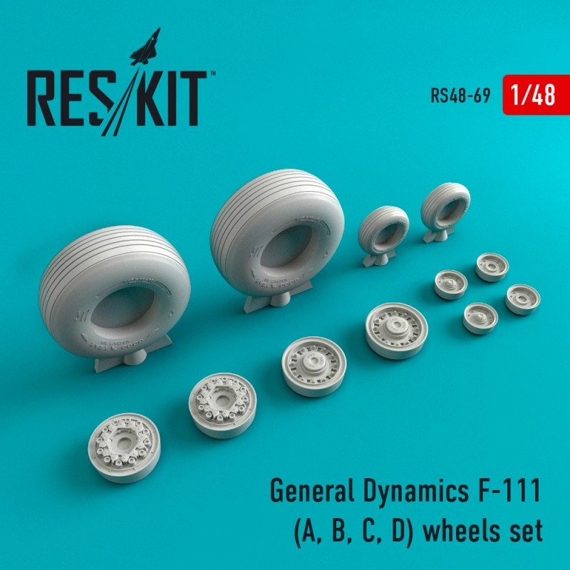 RESKIT RS48-0069 Jeu de roues F-111 (A, B, C, D) 1/48