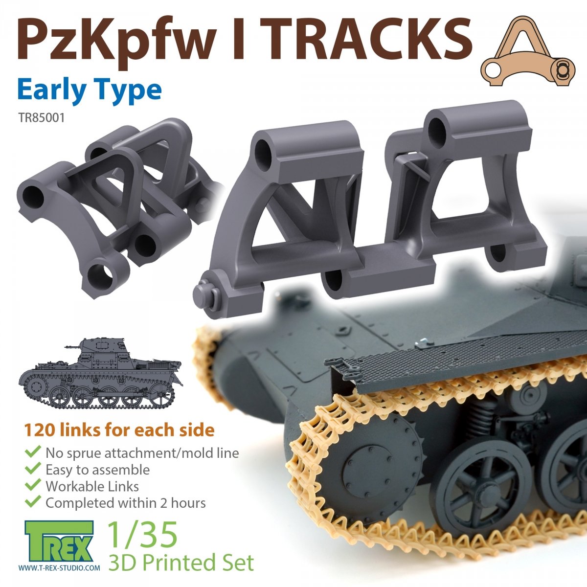 T-Rex Studio TR85001 Chenilles PzKpfw I Type ancien pour Ausf.A 1/35