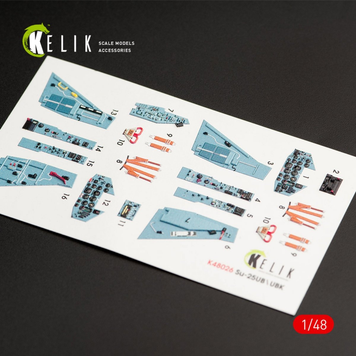 Décalcomanies 3D intérieures KELIK K48026 SU-25UB pour maquette SMER/KP au 1/48