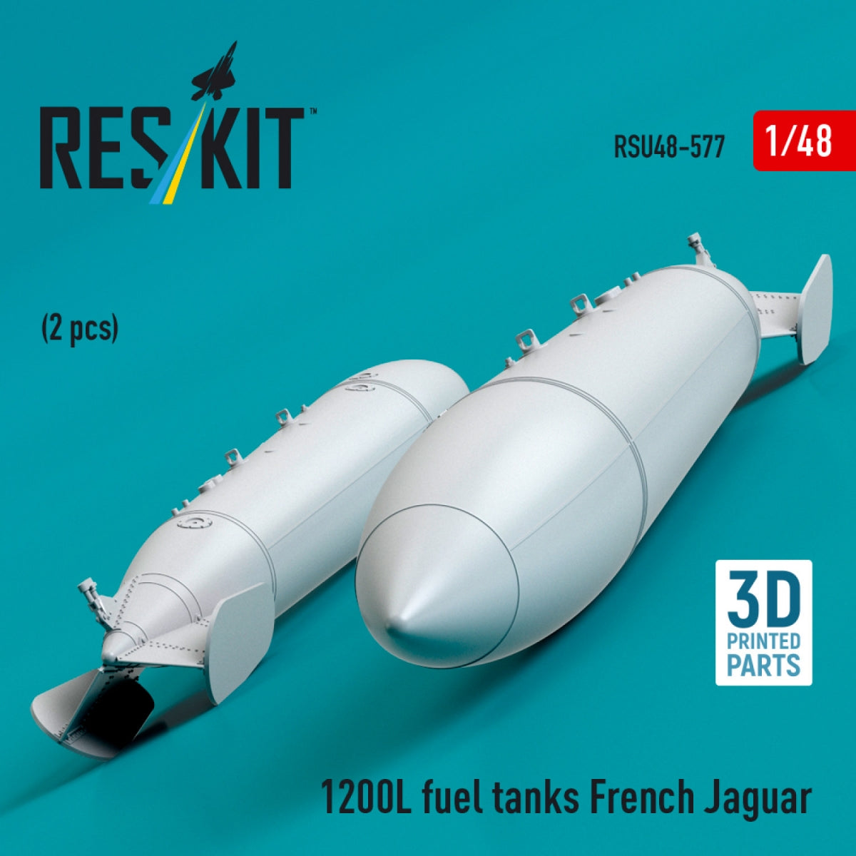 RESKIT RSU48-0577 1200 L fuel tanks French Jaguar (2 pcs) (3D Printed) 1/48
