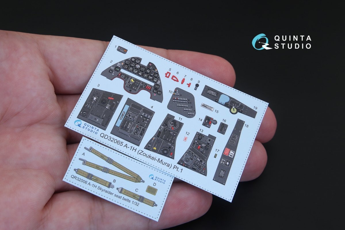 Intérieur imprimé en 3D et coloré sur papier décalcomanie Quinta Studio QD32065 A-1H Skyraider (pour kit ZM SWS) 1/32 – image 3