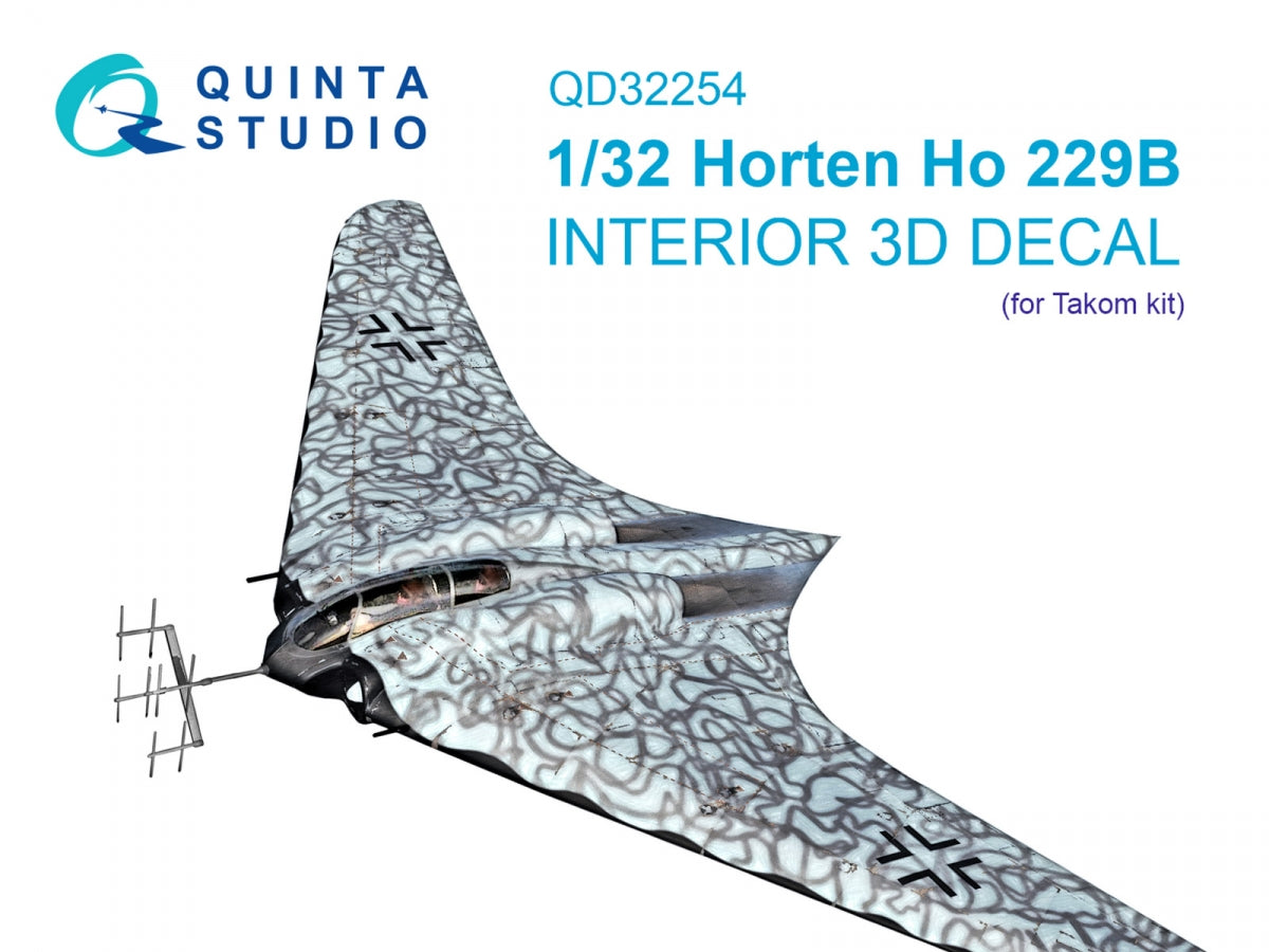 Intérieur imprimé en 3D et coloré sur papier décalcomanie (Takom) Quinta Studio QD32254 Horten Ho 229B 1/32