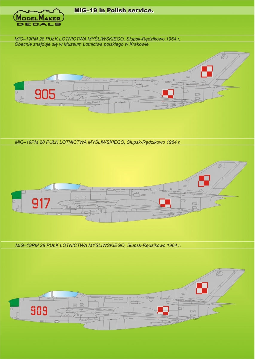 Décalcomanies ModelMaker D48005 MiG-19 en service polonais 1/48 – immagine 3
