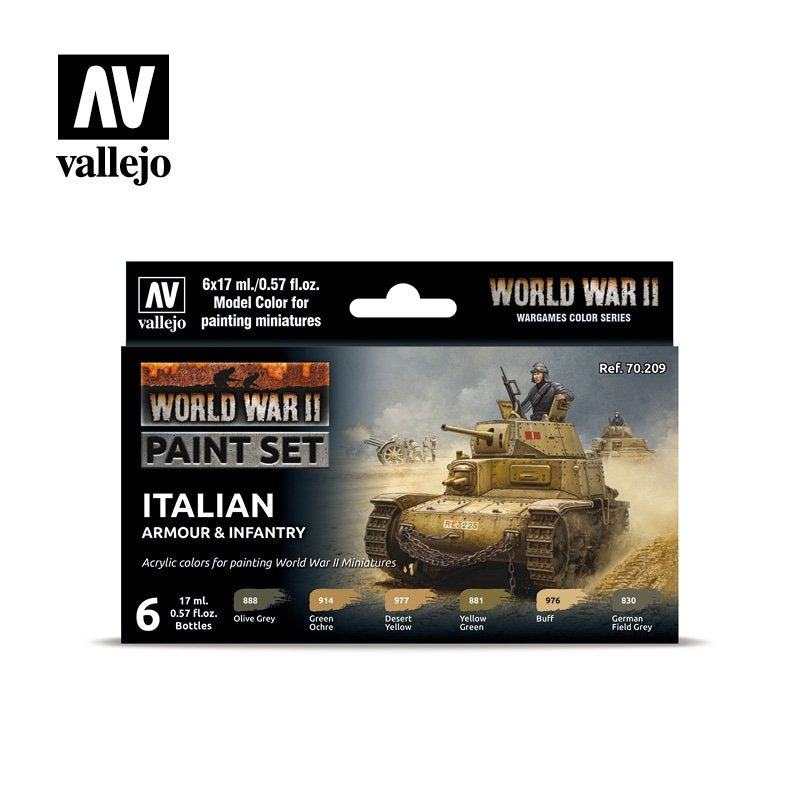 Vallejo 70209 Blindés et infanterie italiens de la Seconde Guerre mondiale 6x17ml