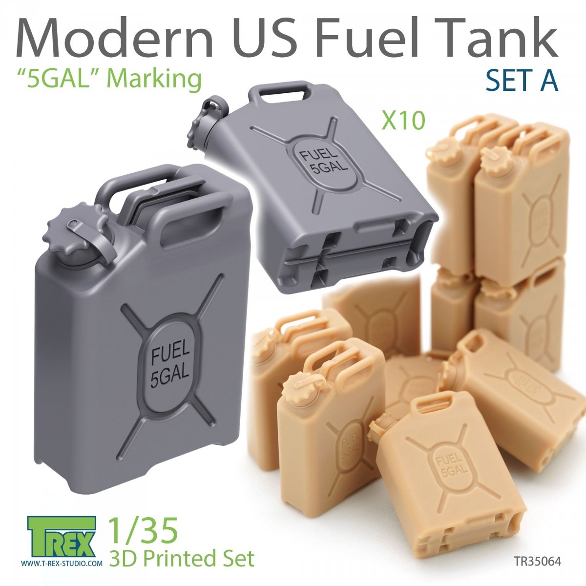 T-Rex Studio TR35064 Ensemble de réservoir de carburant américain moderne avec marquage « 5GAL » 1/35