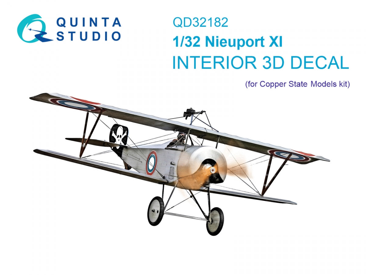 Intérieur imprimé en 3D et coloré sur papier décalcomanie (CSM) Quinta Studio QD32182 Nieuport XI 1/32