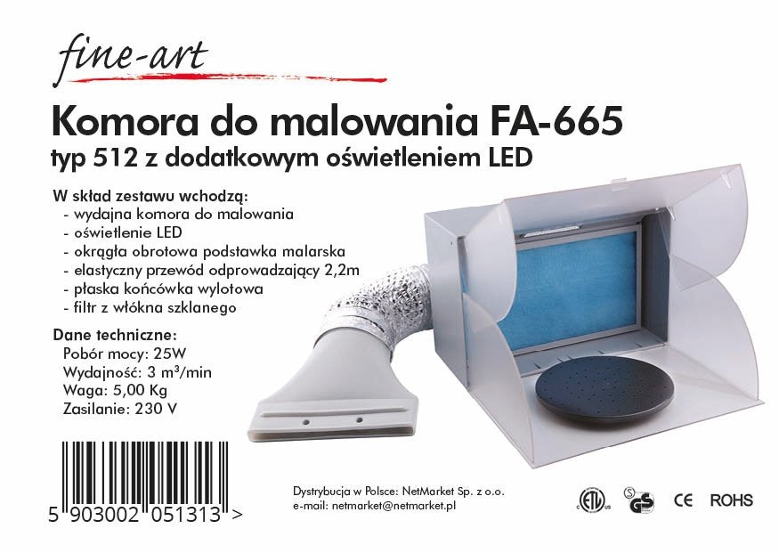 Extracteur de peinture Fine Art FA-665 type 512 avec éclairage LED additionnel