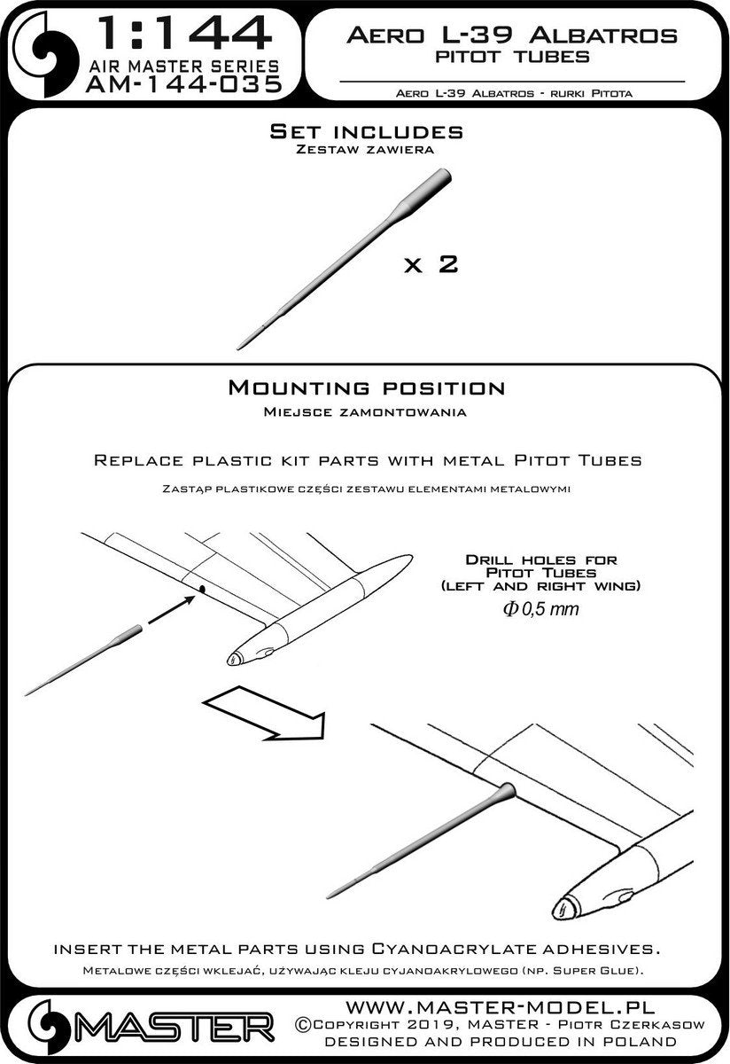 Master AM-144-035 Aero L-39 Albatros - Tubes de Pitot 1/144 – immagine 3