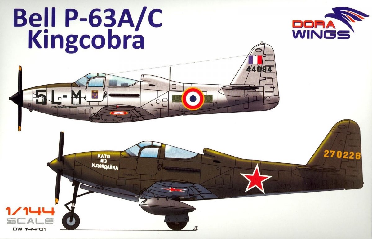 Dora Wings 14401 BELL P-63A P-63C KINGCOBRA Fighter KIT DOUBLE 1/144