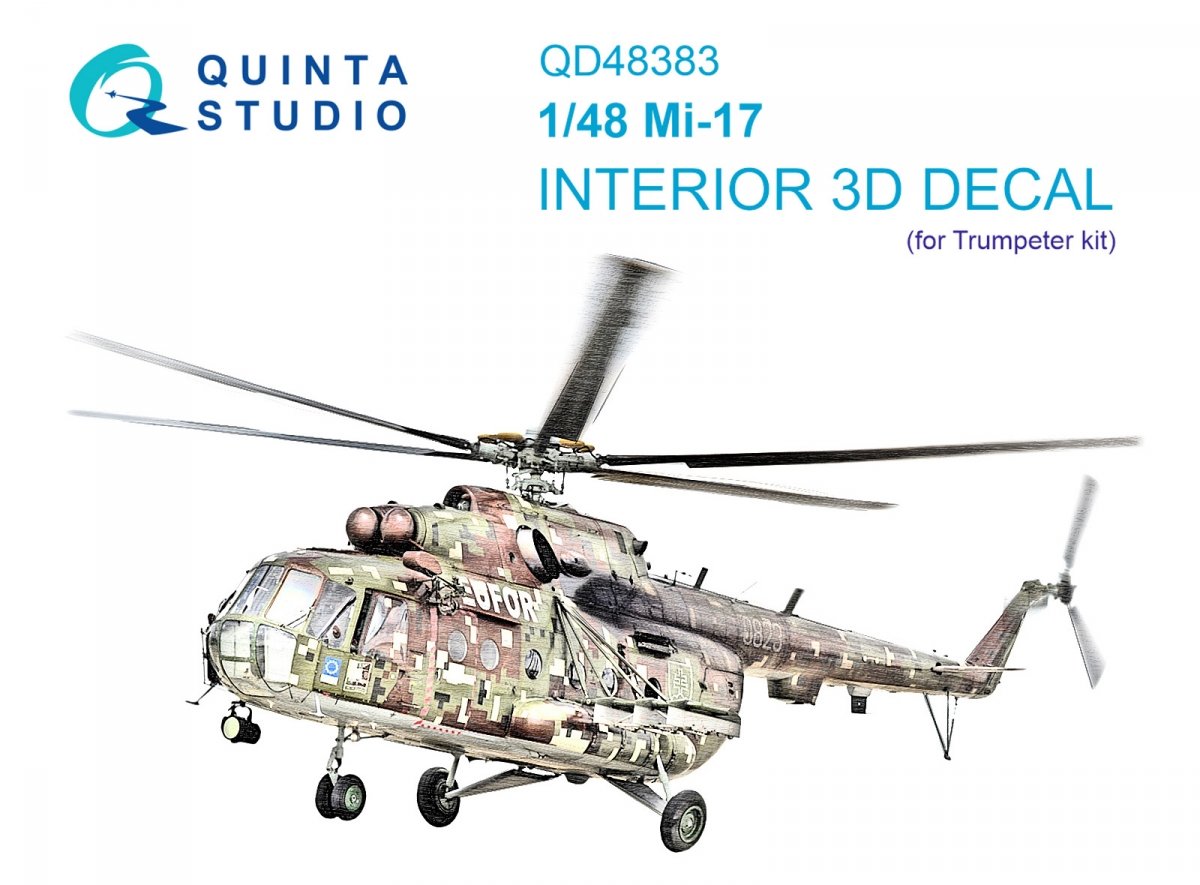 Intérieur imprimé en 3D et coloré sur papier décalcomanie Quinta Studio QD48383 Mi-17 (Trumpeter) 1/48